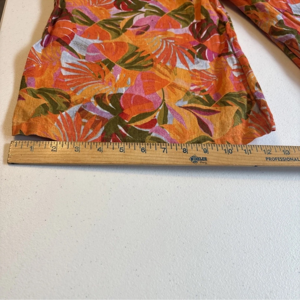 C&C California Women’s 100% Linen Colorful  Wide Leg Tropical Pants Size Large - Picture 7 of 15
